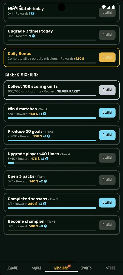 Daily and career missions