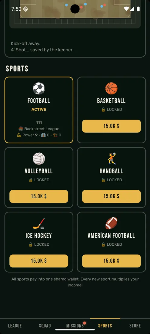 Unlockable sports